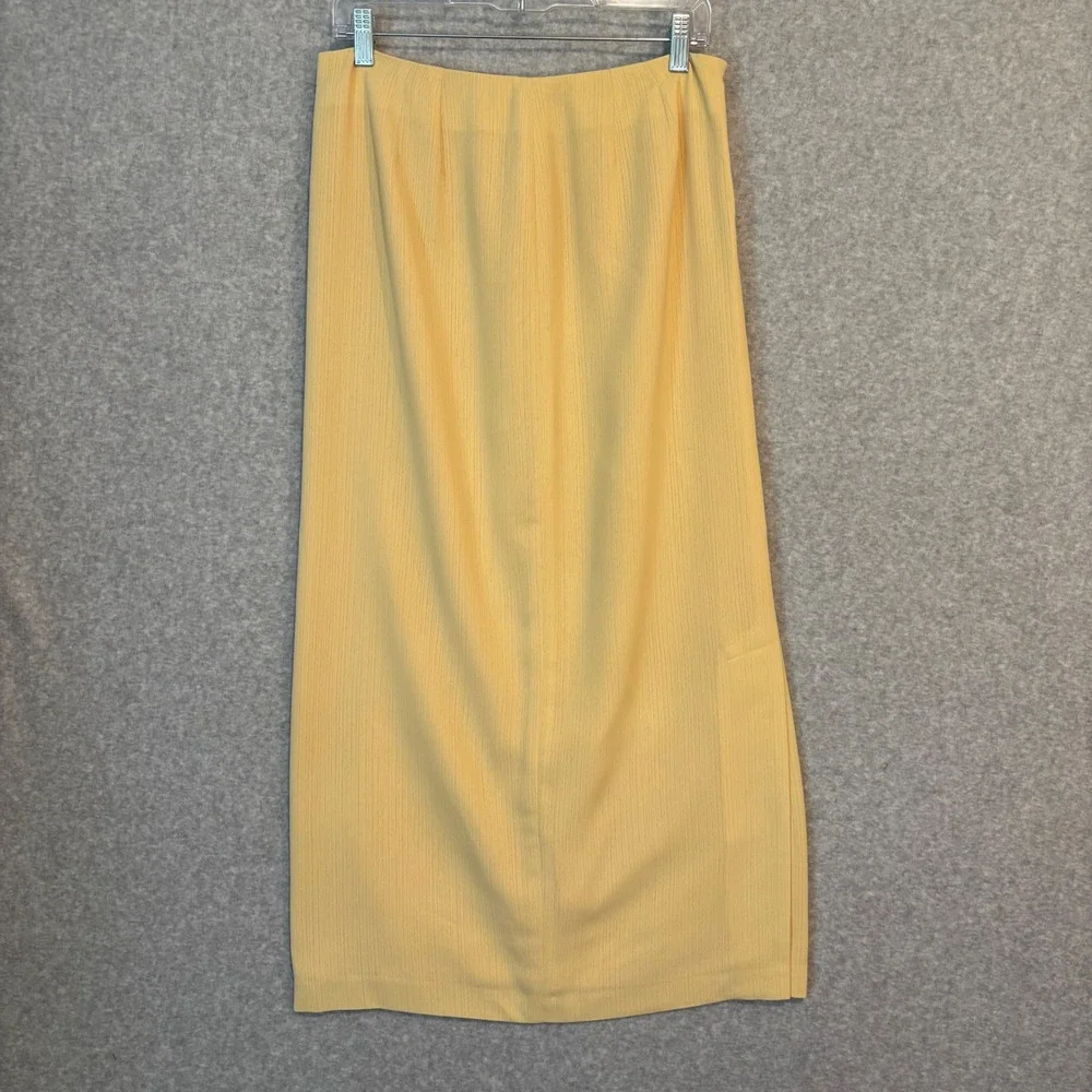 Vintage Larry Levine Women's 12 Petite Maxi Skirt Buttercream Yellow Cottagecore